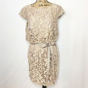 Tadashi Shoji Beige Floral Lace Dress
